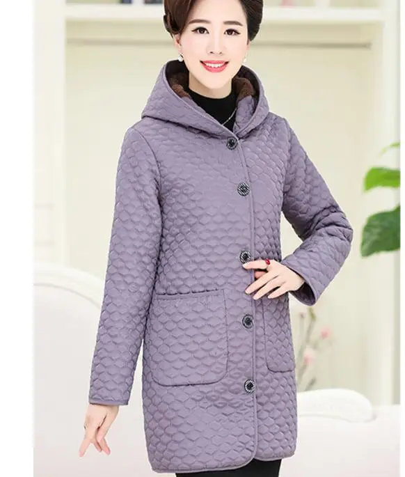 Coton Automne Velours Manteau 1 Paragraphe lavande Long De rembourré Treillis Femme 3 Et L'hiver Pourpre Moyen Augmentation Vêtements Épaississement m8wNn0