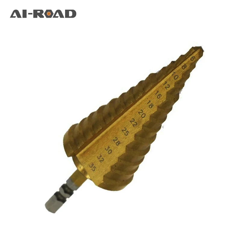 

6-35mm HSS Hex Shank Straight Groove 13 Steps Cone Drill Bit Titanium Hole Cutter tool Core Drill Bit