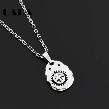 

CARA New 316L stainless steel Golden Eagle & Sun Charm Necklace Vintage Indian Style jewelry necklace for women and men CAGF0381
