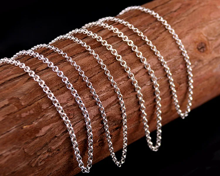 

Thai silver necklace long paragraph retro men and women silver chain 925 sterling silver sweater chain