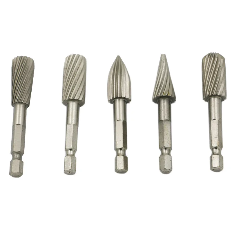 

5Pce Hard High-Speed Steel Rotary Files Boring Tool Rotary Engraving Knives Rotary Grinding Head Polishing Raft Woodworking Tool