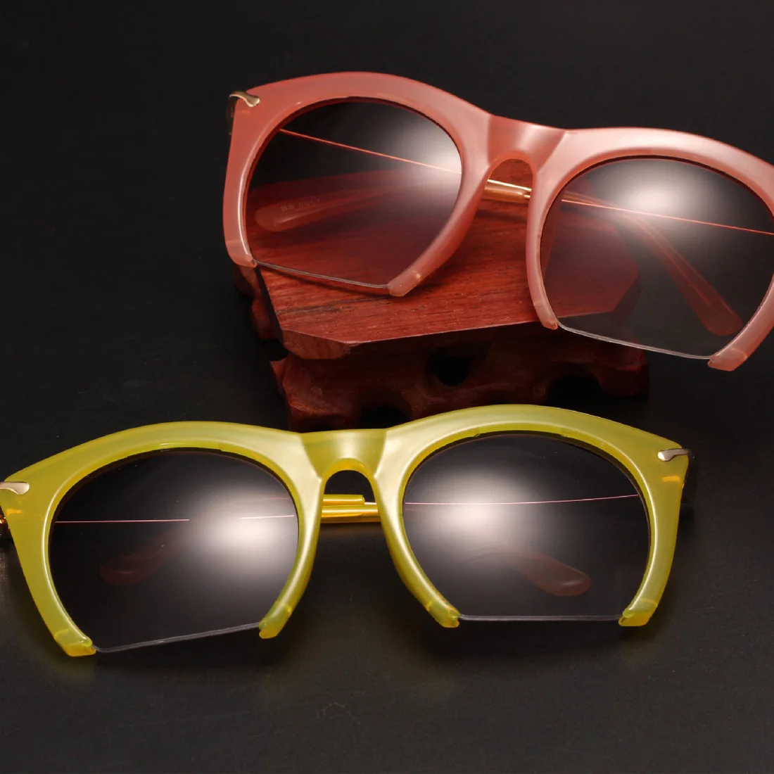 Women Half Rim Sunglasses Shades Lenses Half Frame Goggles Tinted Sun