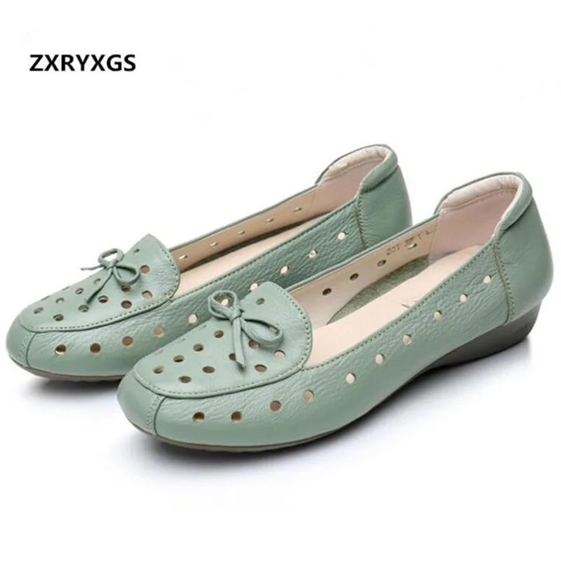 

2019 new fashion hollow cowhide summer women sandals casual shoes flat light comfortable genuine leather shoes woman sandals