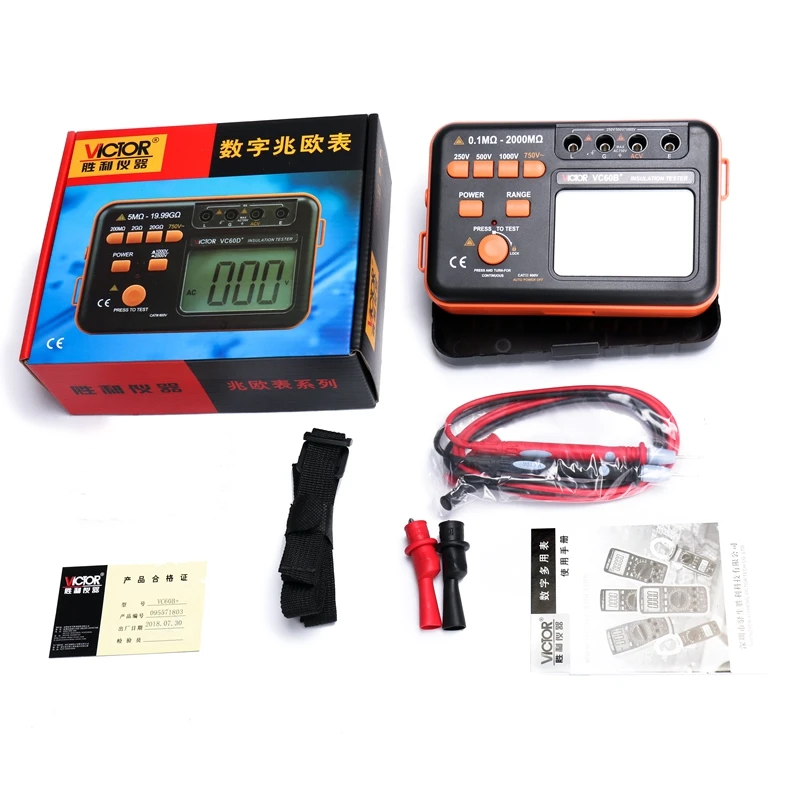 Victor VC60B+ Digital Insulation Resistance Tester Megger MegOhm Meter