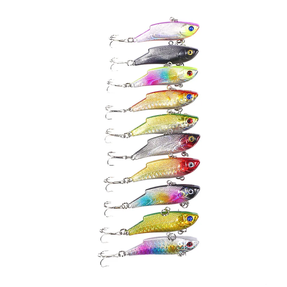 

New Style 3D Eyes Full Swimming Painting Plastic Vib Rattlin with Fishing Hook Fishing Wobbler Artificial Type Vib Lure Tackle