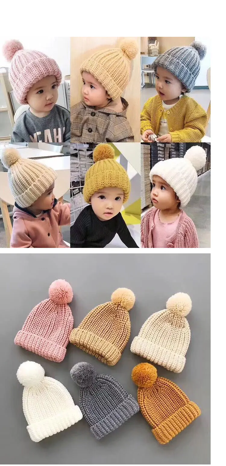 girls hat winter hats for girls winter hats for kids beanie hat pink kids hats girls boys pom pom hat (8)