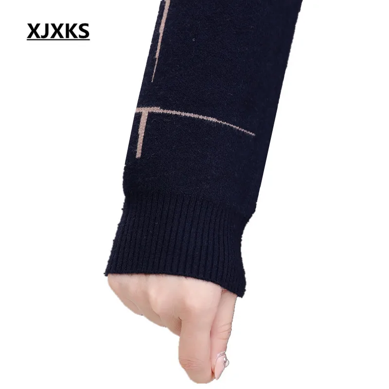 XJXKS, женский свитер, пальто, на молнии, кардиганы, женские, осень и зима, вязанная, модная верхняя одежда, свитера, 801