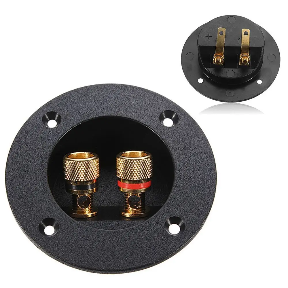 

Plug Round Boxes With 2 Banana Jack Subwoofer Speaker Terminal Connectors Glided