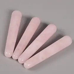 Природный кристалл розового кварца массаж палочка расслабляющий палочка Acupoint Point Stick Рейки Исцеление камень тела чакры массаж лица Relax