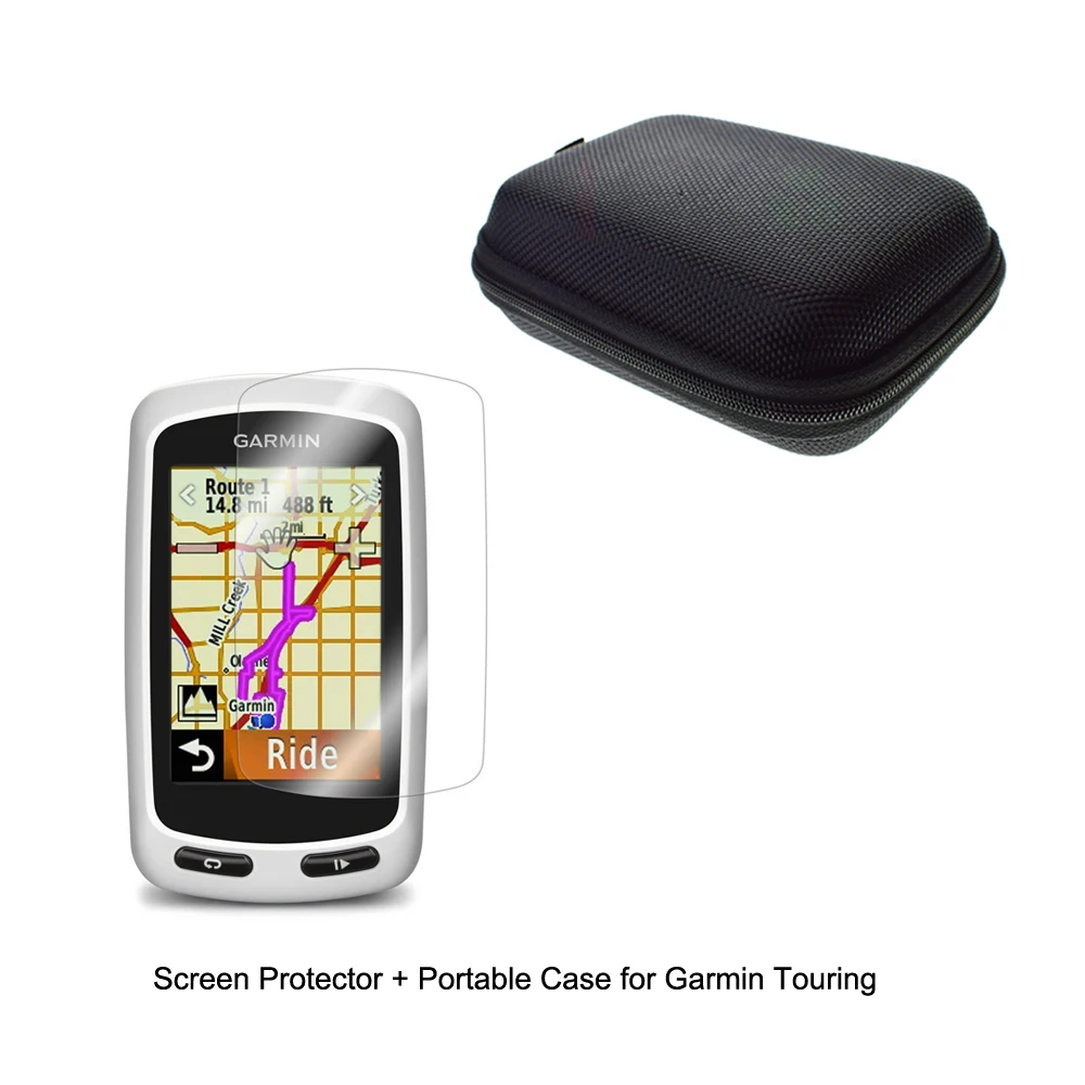 

Outdoor Traveling Protect Portable Case Bag+Clear Screen Protector Shield Film for Garmin GPS Edge Touring