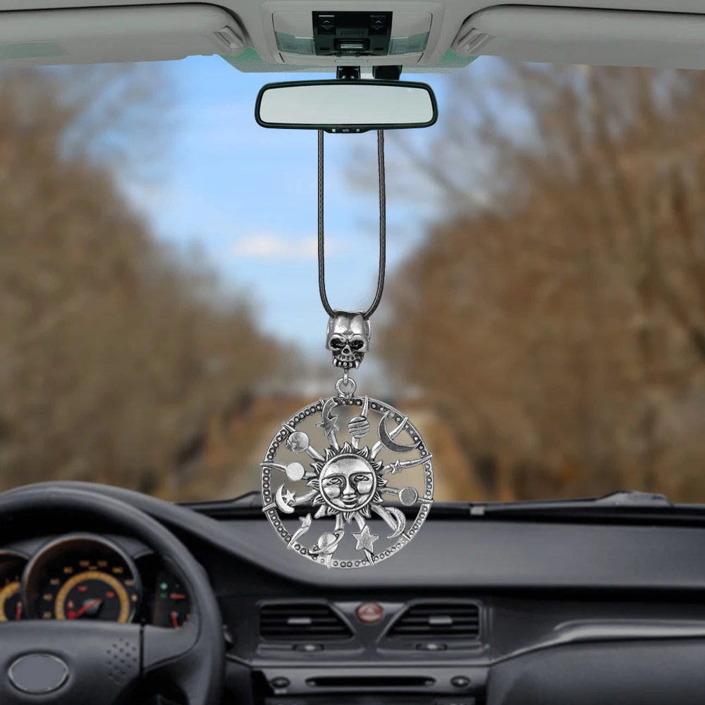 

Car Pendant Metal Antiqued Sun God Flower Star Moon Decoration Hanging Charms Automobile Rearview Mirror Ornament Accessories