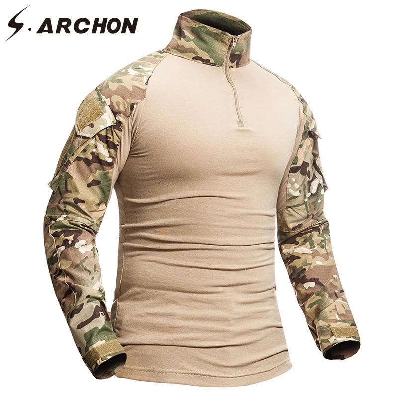 Comprar Camisa de camuflaje militar de archas para hombre 12 colores de algodón de manga larga camisa táctica del ejército camisas de prendas de vestir