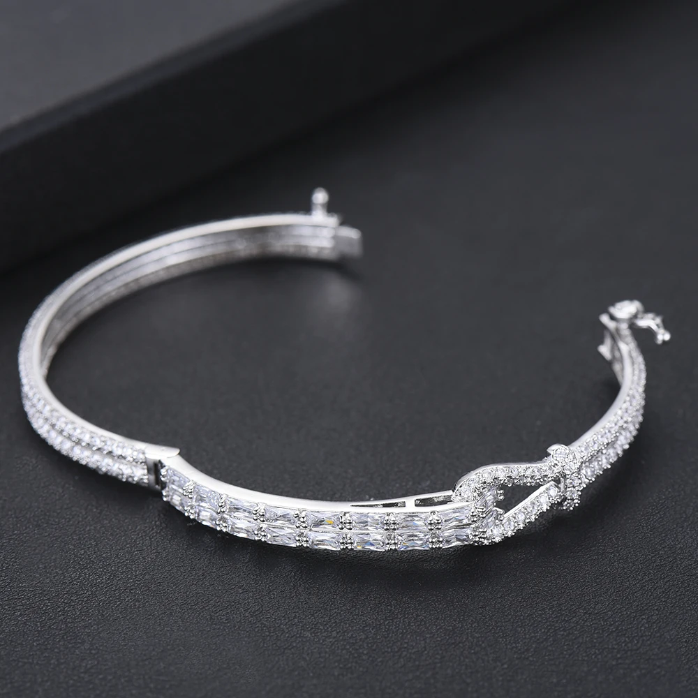 GODKI Luxury Bowknot Bangle Ring Sets Fashion Dubai Silver Bridal Jewelry Sets For Women Wedding brincos para as mulheres 2018