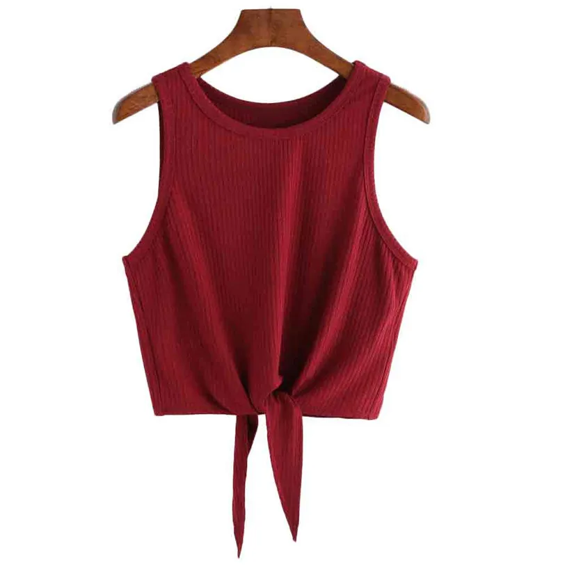Sexy Bowknot Crop Top Female Camis Cotton Solid Casual Vest Women's Tops Base Shirt Cropped Women's Blouse Wholesale noFB11 (4)