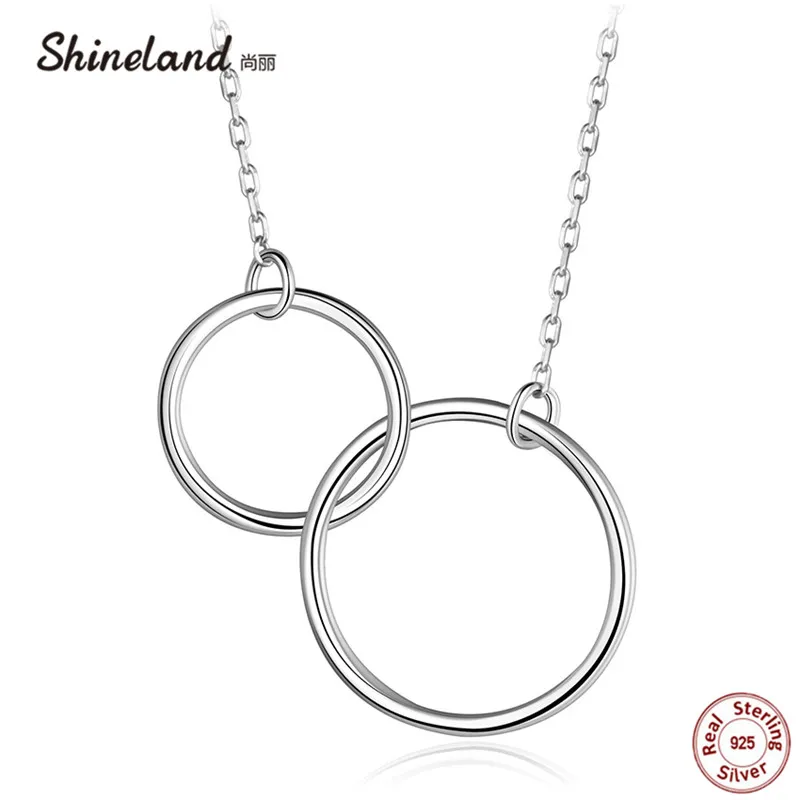 Ожерелье женское из серебра 925 пробы с двумя кольцами|collars for women|sterling silver pendantsilver