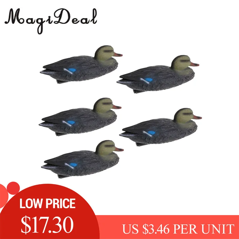 

5 Pieces PE Portable Mallard Duck Decoys for Hunting Garden Yard Pool Ornaments Hunting Gear Equipment Durable Lifelike