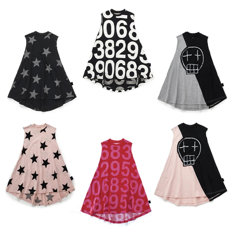 

Girls Dresses 2019 New Nununu Summer Princess Dress Cotton Children Skull Print Girl Party Dress Girl Clothes Costume Kids Brand