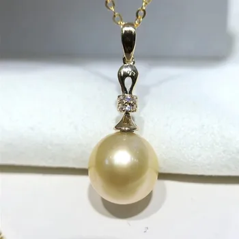 

HOT Genuine 18K Yellow Gold Pendant Mountings Findings and Component Pendant for Oyster Akoya Edison Pearls Agate, Coral, Jade