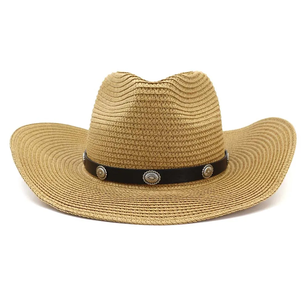 Sun Hat Man Summer Panama Straw Cowbay Casual Beach Wide Brim Outdoor Cap Accessory (12)