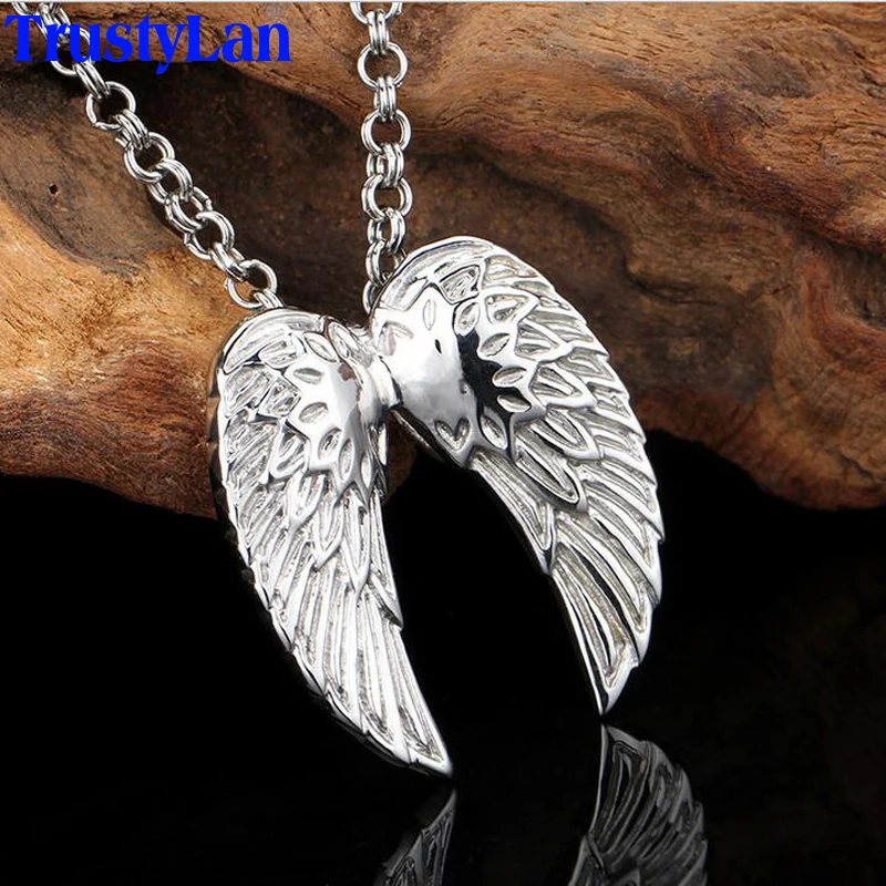 

TrustyLan New Fashion Stainless Steel Feather Wing Pendant Necklace For Men Necklaces & Pendants Vintage Men Jewelry Accessories