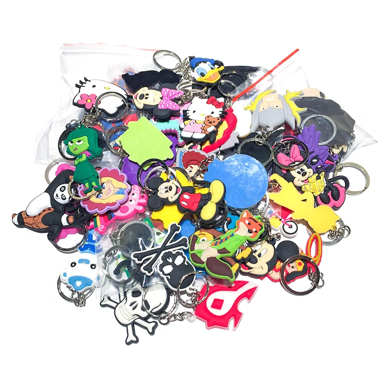 

20pcs/lot Mix Style PVC Cartoon Key Chain Super Mario Star Wars Marvel Avengers Key Ring Trinket Key Holder Send at Random
