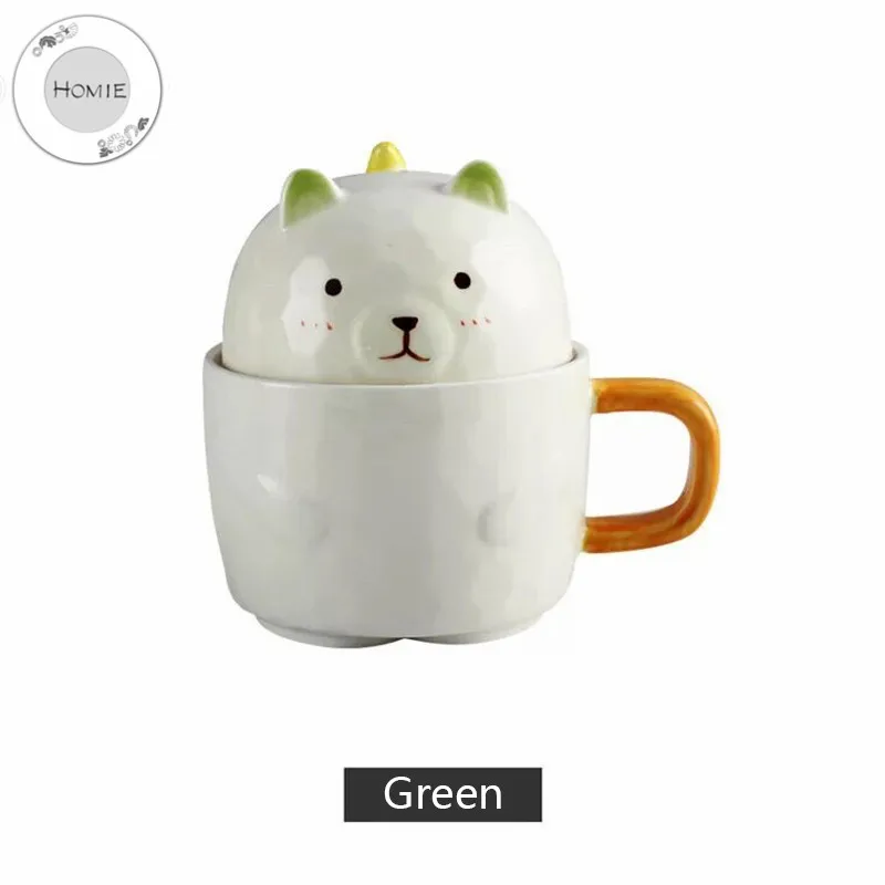 HOMIE lovely Cartoon bear Cup Coffee Mug Large  With lid Mugs creative Drinkware Tea milk Cup Afternoon ceramics Office home11