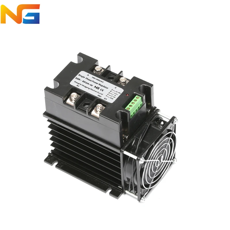 

NG SSR-60DA-W voltage regulator module single phase SCR multiple control signal regulate voltage with radiator and fan