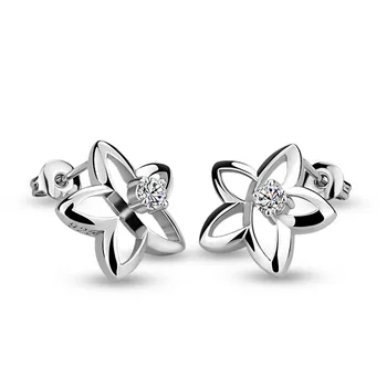 

Women fashion 925 sterling silver earrings.Bauhinia beautiful girl earrings.Charm solid silver star earrings. jewelry gift
