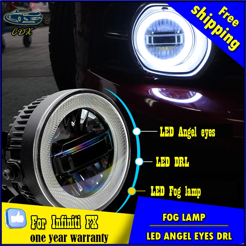

Car Styling Daytime Running Light for Infiniti FX LED Fog Light Auto Angel Eye Fog Lamp LED DRL High&Low Beam Fast Shipping