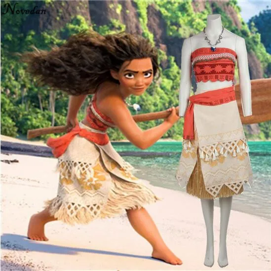 

2017 Kids Girls Women Movie Moana Princess Dress Cosplay Costume Princess Vaiana Birthday Party Costume Skirt