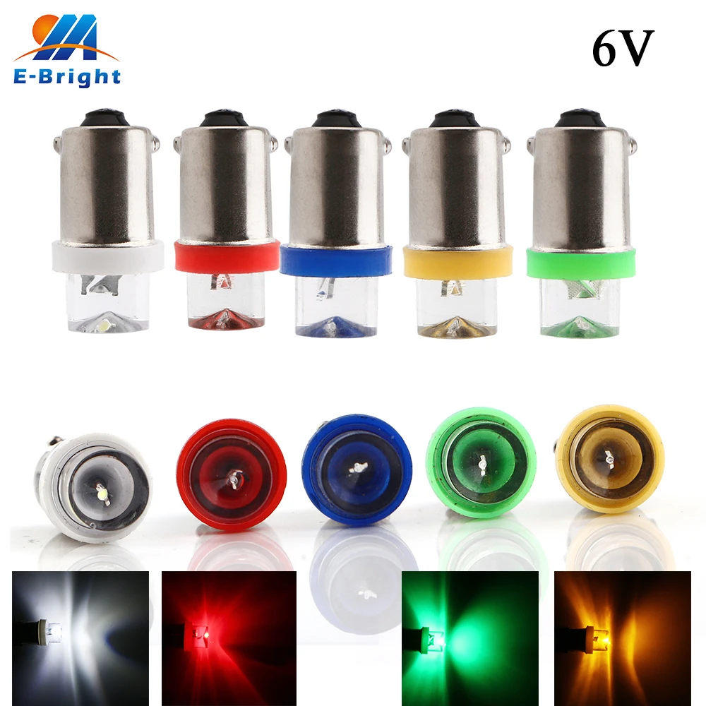 

100/300pcs 6V 6.3V BA9S-V LED Light Bulb T4W T11 CE Customized Car Styling White Blue Red Amber Green Auto Indicator Bulbs