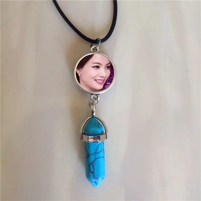 

sublimation necklaces pendants for women six corner pillar stones pendants hot transfer jewelry customizable supplies 8 color