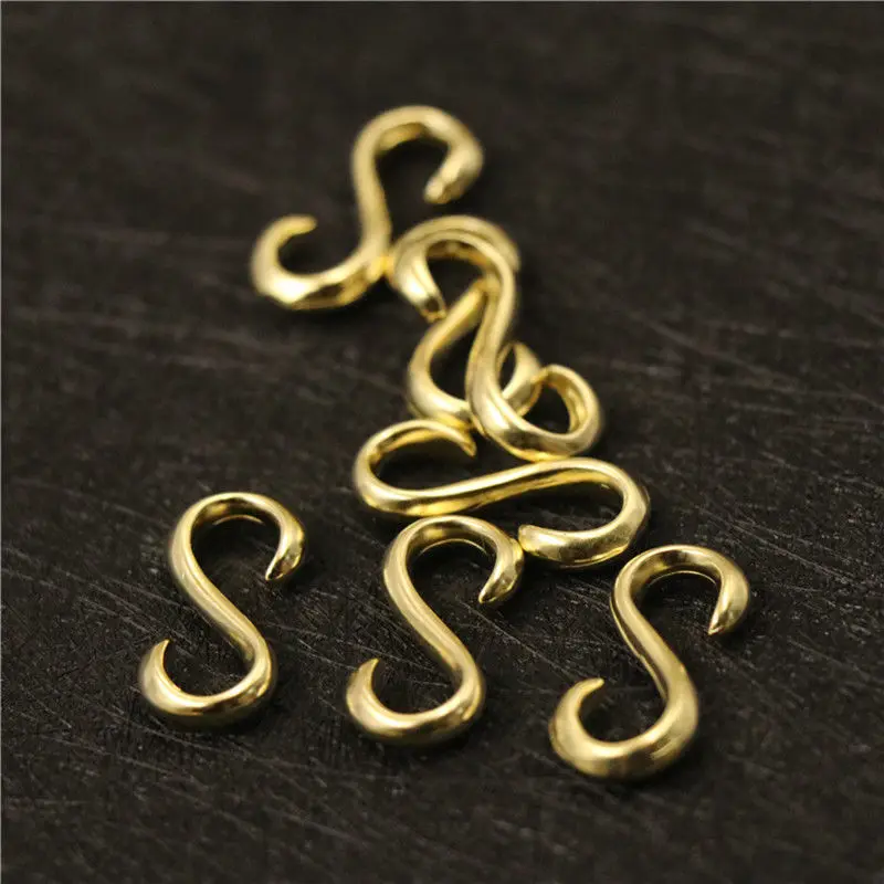 

1 piece Solid Brass Cast S Shape Hook Leather Craft Belt Bracelet Hardware Wallet Key Chain Fob Clip High Quality Accessories