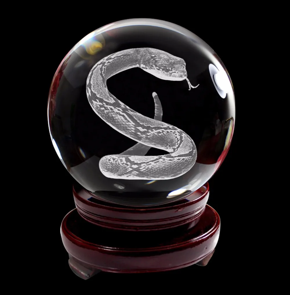 IFOLAINA 3D Laser Terukir Cina 12 Tanda Tanda Zodiak Kristal Bola K9