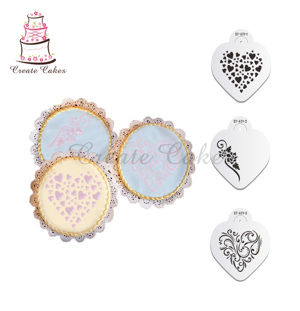 

Contemporary Hearts Shape for Cookies and Cupcake Decoration Fondant Stencil Template Mold Decorating Tools Bakeware ST-671