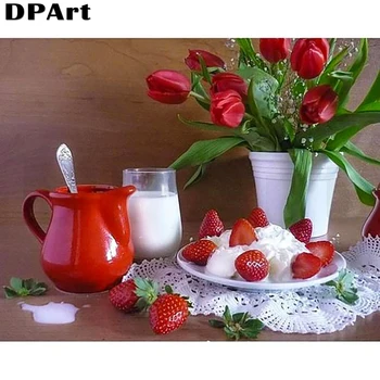 

Diamond Painting Full Square/Round Drill Strawberries and Red Tulips 5D Daimond Painting Cross Stitch Kit Mosaic Rhinestone Y124