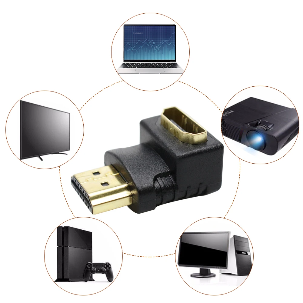 

HDMI Cable Adapter Converters 270/90 Degree Angle HDMI Male to HDMI Female for 1080P HDTV Cable Adaptor Converter Extender