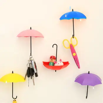 

3Pcs/set Creative umbrella Shaped Dual Use Key Hanger Rack Creative Kitchen Bathroom Wall Decorative Holder Accessories