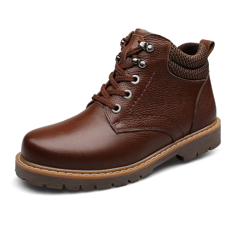 

Nice New Big Size 68 Genuine Leather Winter Boots Men Snow Ankle Boots For Men Shoes Black Brown Cowboy Boots Botas Masculina