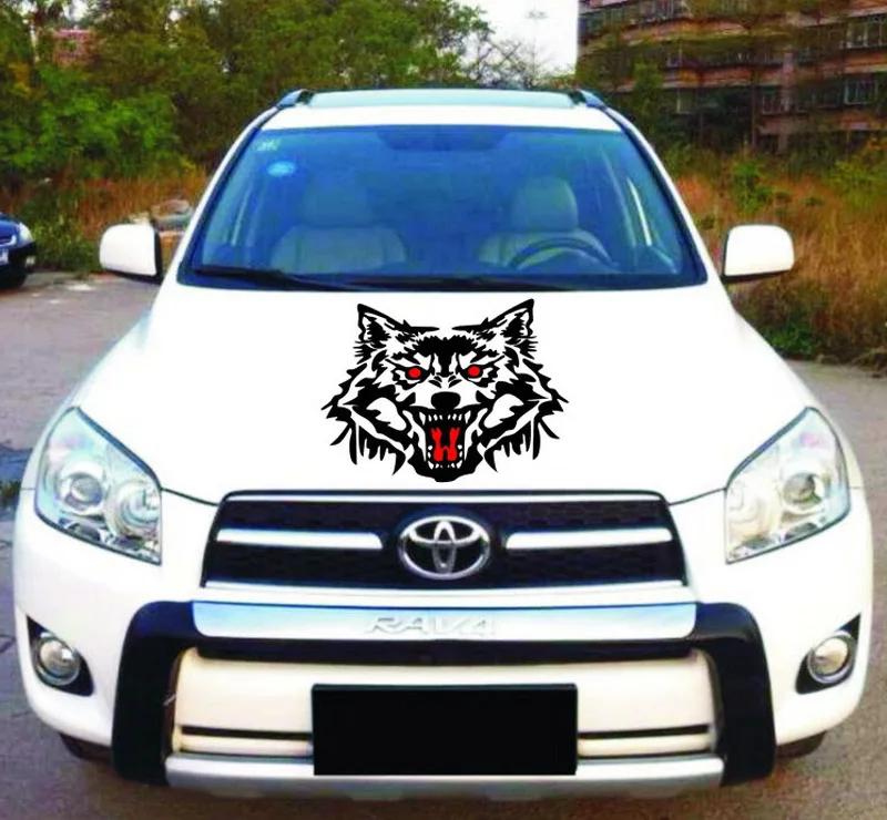 Big Size 50cm*50cm Fiery Wolf Head Howling Car Stickers Hunting Decal Animal Vinyl Motorcycle Auto Accessories  Black/White