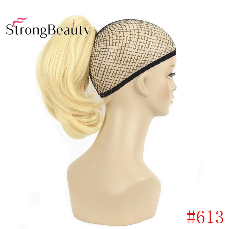 StrongBeauty 12 дюймов 10% синтетические 90% человеческие волосы короткая кудрявая заколка для хвоста в наращивание волос с зажимом для когтей