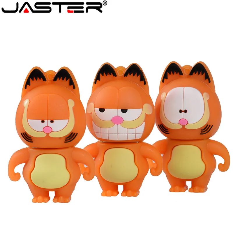 

JASTER Cartoon Mini Garfield Cat USB 2.0 Flash Drive 4GB 16GB 32GB 64GB Portable Key USBMemory Stick Pendrive External Storage