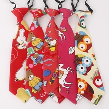 Удобный галстук для детей, хлопковый и льняной с принтом, рисунок с героями мультфильмов, для детей, для выступлений, для родителей и детей