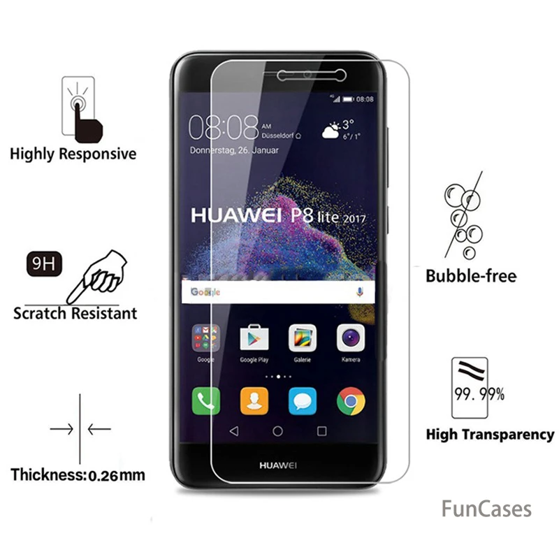 Закаленное стекло для huawei p8 lite 2017 версия защита экрана 9H 2.5D прозрачное Lite