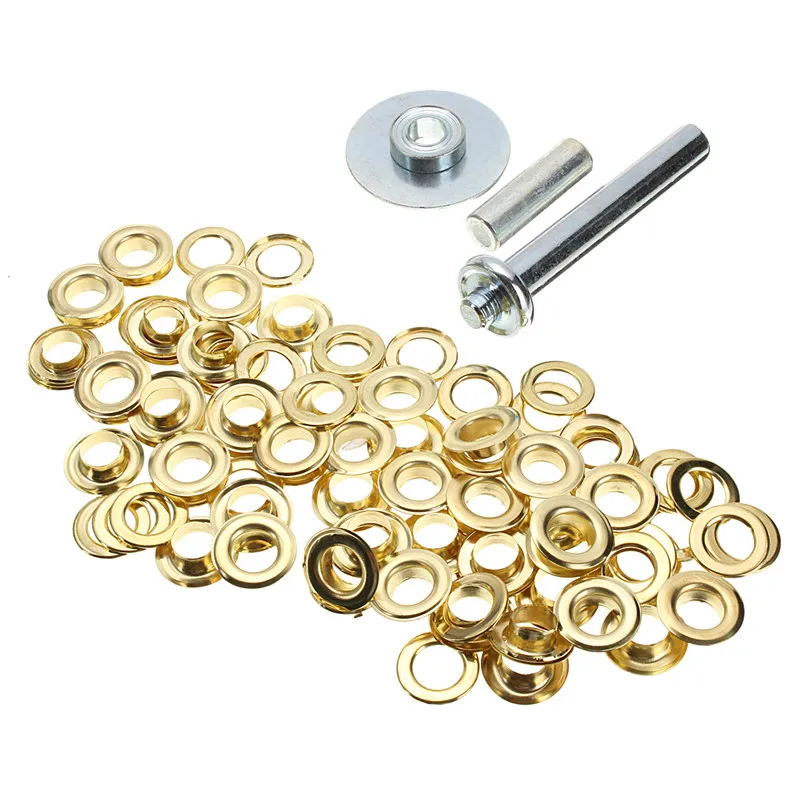 100PCS Punch Grommets + 1PCS Hole Punch + 1PCS Grommet Punch Stand Tarp