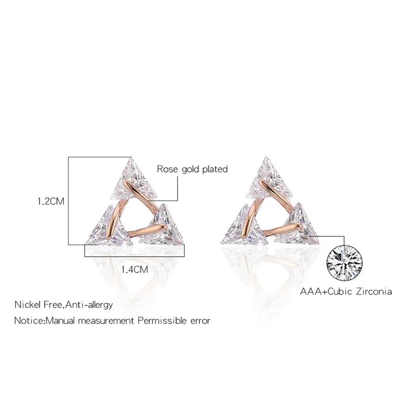 Прозрачный кубический цирконий, треугольные серьги-гвоздики, кубический камень, серьга геометрической формы для женщин, вечерние, для помолвки, свадьбы, ювелирное изделие, подарок