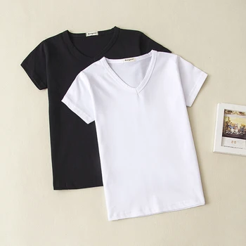 

Wholesale Summer Boys Solid Color Short Sleeve V Neck T-Shirt Baby Kids Cotton Blank Top Tees Girl T Shirt 0-16T 5 Pcs/Lot