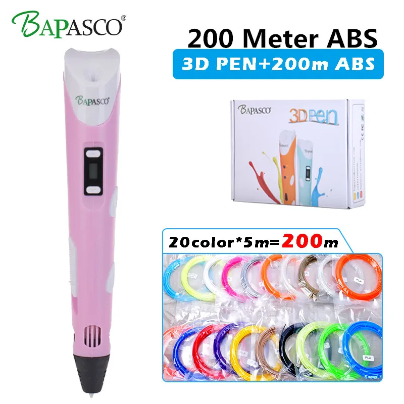 

BAPASCO 3D Pen Scribble Pen PLA ABS Filament 3D Printer Pen Birthday Gift ABS 3D Pencil Lapiz 3D Printing Pen for School Gadget