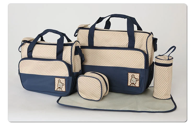 Multifunctional Diaper Bag Fashion Mummy Maternity Nappy Bag Large Capacity Travel Mother Backpack Waterproof For Baby Care 5Pcs (4)
