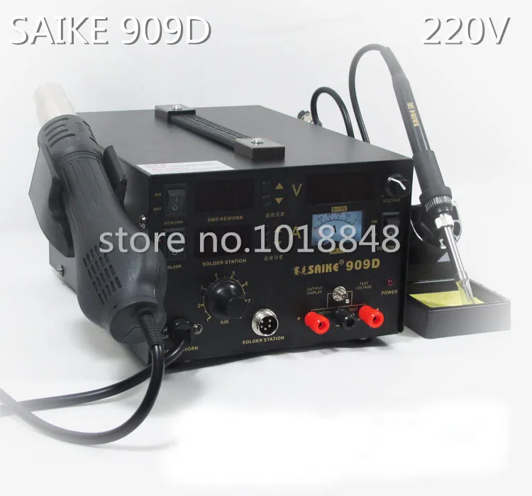 

SAIKE 909D 110V / 220V 3 in 1 Hot Air Rework Solder Station Heat Gun Soldering iron Power Supply For SMD SMT Welding Repair